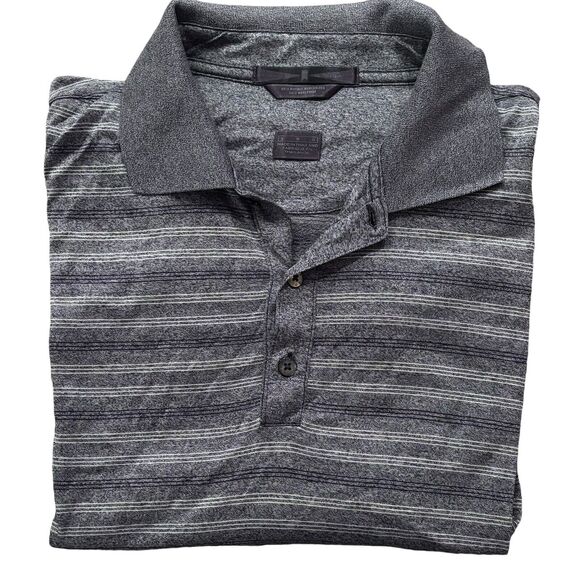 Nike Golf Tiger Woods Double Mercerized Polo Shirt Men Size Large Gray Striped - Picture 3 of 8